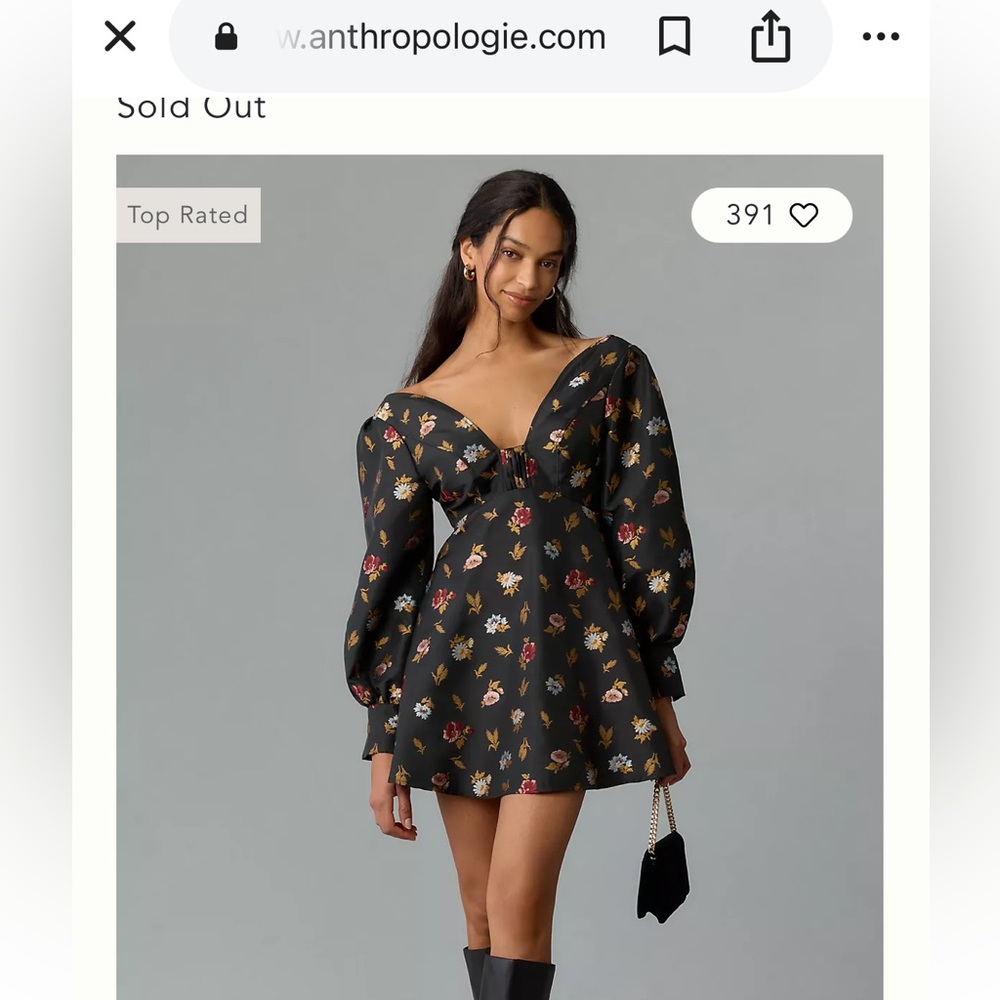 Anthropologie Maeve Sculpted V-Neck A-Line Mini Dress